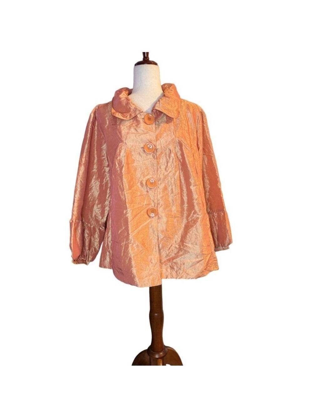 A. B. Lambdin jacket size 2X orange ruffles USA big buttons - Picture 2 of 12